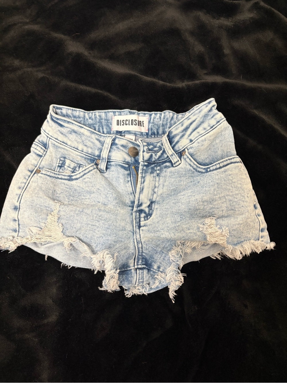 Disclosure Light Wash High-Rise Distressed Denim Shorts